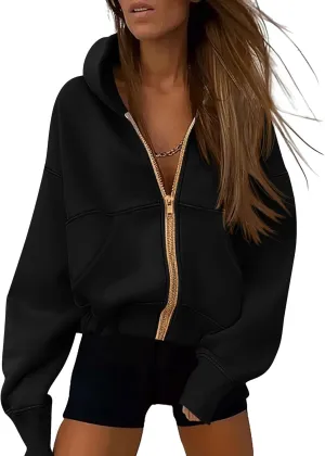 PRETTYGARDEN Women's Zip Up Hoodie Sweatshirt Y2K Fall Fashion Clothes Long Sleeve Loose Fit Pockets Casual Trendy Jacket