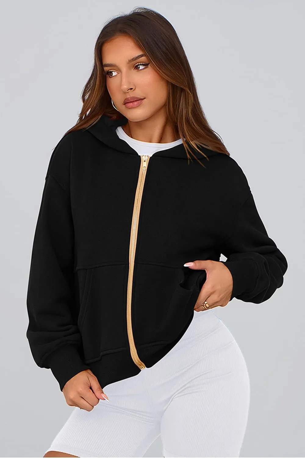 PRETTYGARDEN Women's Zip Up Hoodie Sweatshirt Y2K Fall Fashion Clothes Long Sleeve Loose Fit Pockets Casual Trendy Jacket