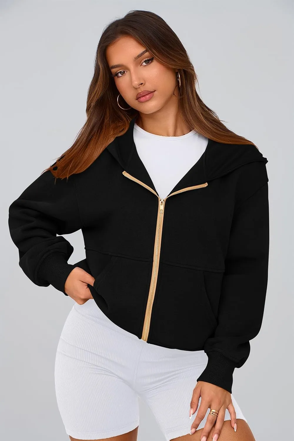 PRETTYGARDEN Women's Zip Up Hoodie Sweatshirt Y2K Fall Fashion Clothes Long Sleeve Loose Fit Pockets Casual Trendy Jacket