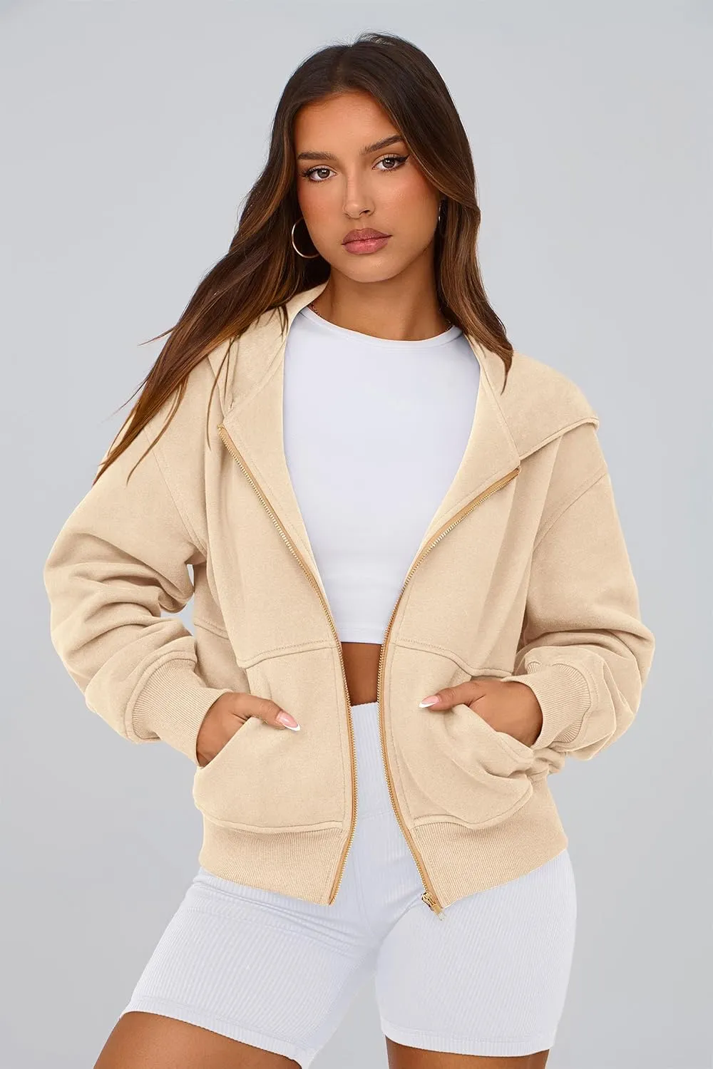 PRETTYGARDEN Women's Zip Up Hoodie Sweatshirt Y2K Fall Fashion Clothes Long Sleeve Loose Fit Pockets Casual Trendy Jacket