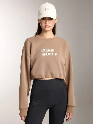 Printed Cropped Sports Sweatshirt