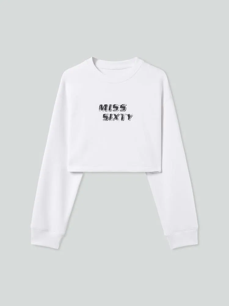 Printed Cropped Sports Sweatshirt