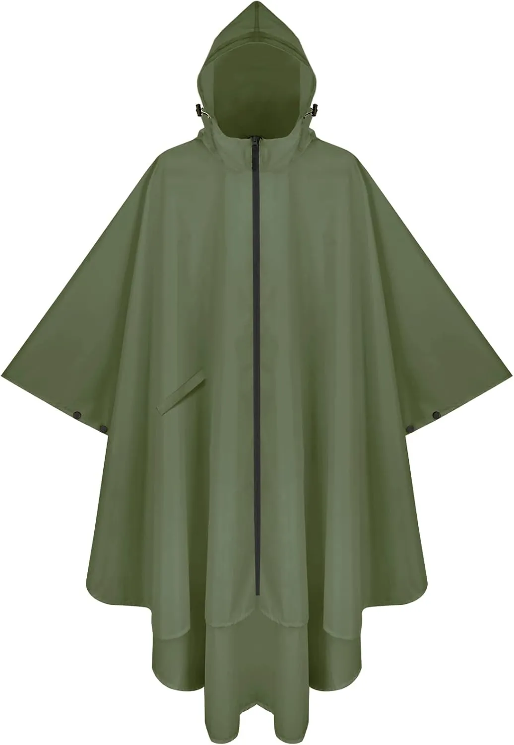PTEROMY Hooded Rain Poncho for Adult with Pocket and Zipper, Waterproof Lightweight Raincoat for Men and Women