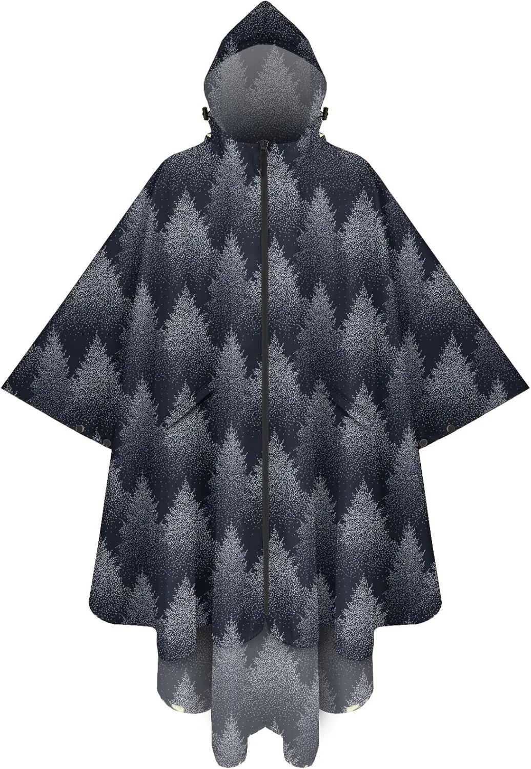 PTEROMY Hooded Rain Poncho for Adult with Pocket and Zipper, Waterproof Lightweight Raincoat for Men and Women