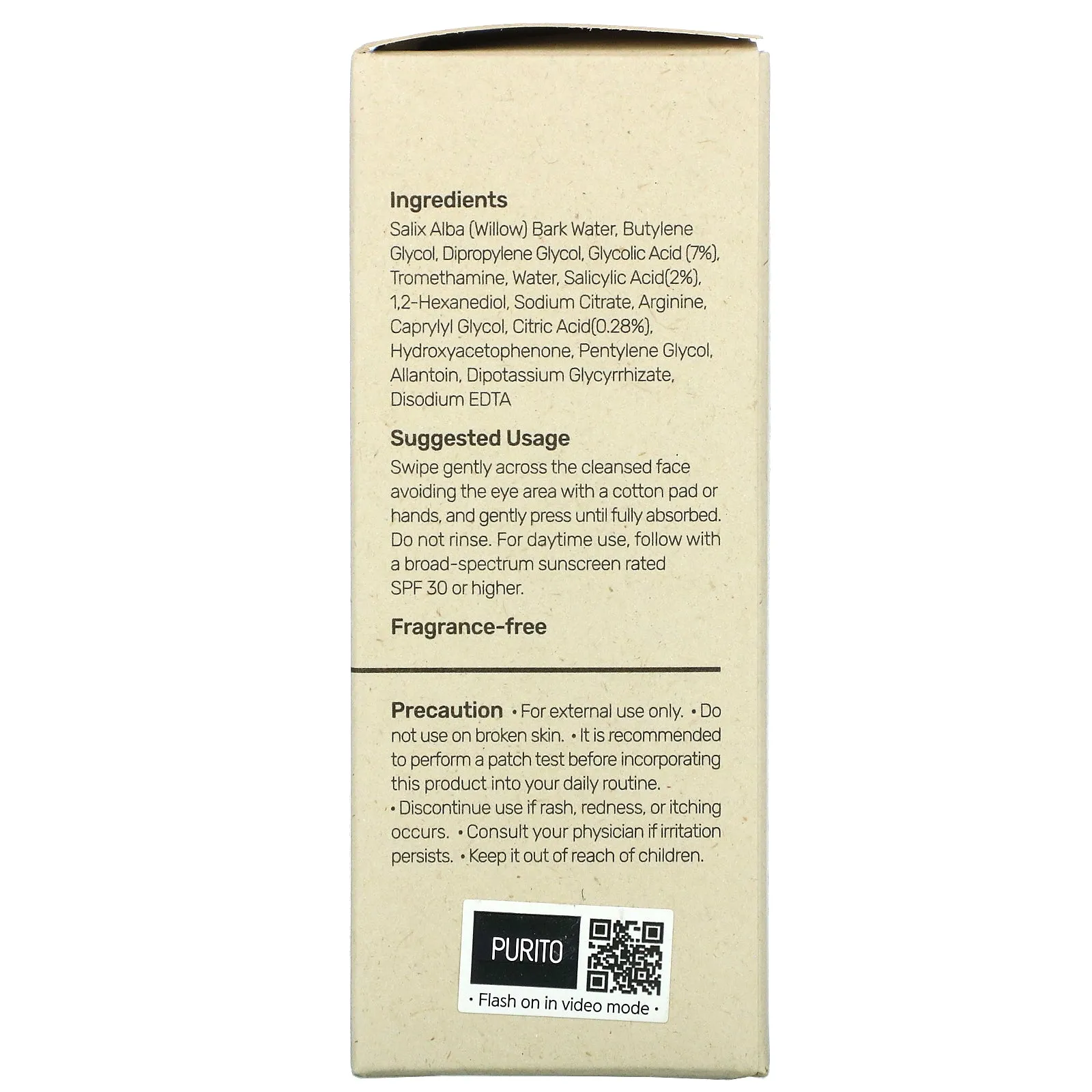 Purito, AHA BHA Refreshing Solution, Fragrance Free, 3.38 fl oz (100 ml)
