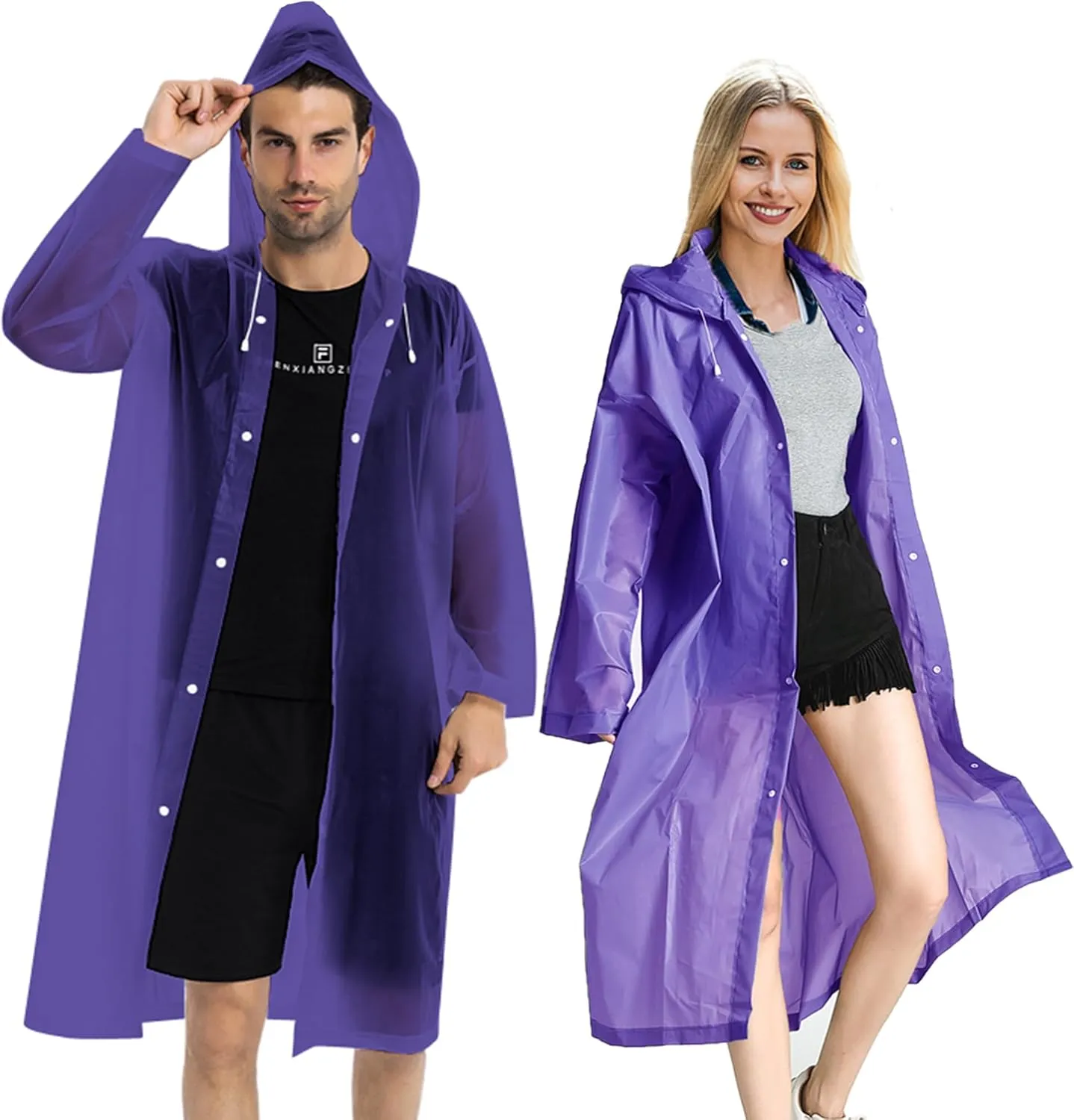 Rain Coats (2 Pack) - Reusable EVA Rain Ponchos for Adults Rain Jackets Raincoats for Men Women