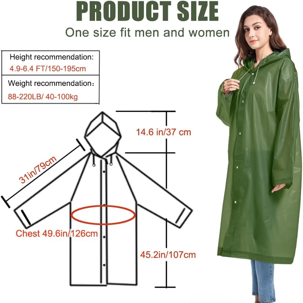 Rain Coats (2 Pack) - Reusable EVA Rain Ponchos for Adults Rain Jackets Raincoats for Men Women
