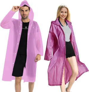 Rain Coats (2 Pack) - Reusable EVA Rain Ponchos for Adults Rain Jackets Raincoats for Men Women