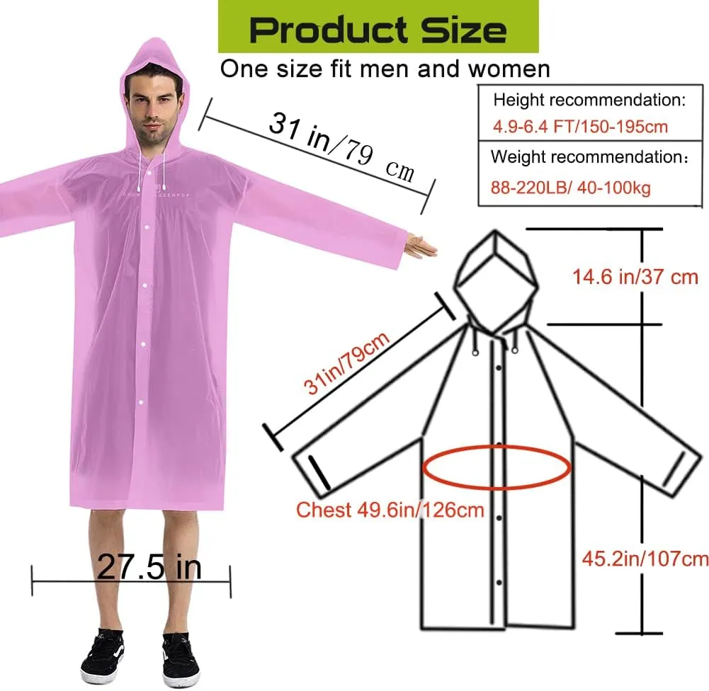 Rain Coats (2 Pack) - Reusable EVA Rain Ponchos for Adults Rain Jackets Raincoats for Men Women