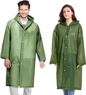 Rain Coats (2 Pack) - Reusable EVA Rain Ponchos for Adults Rain Jackets Raincoats for Men Women
