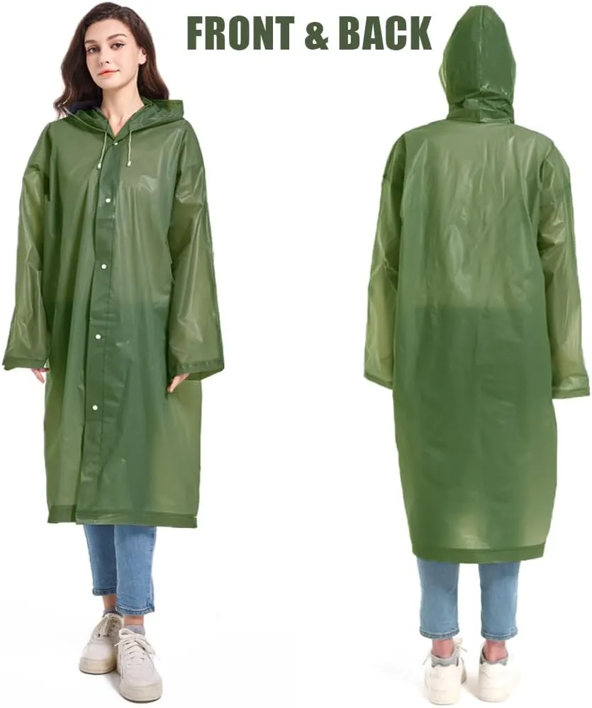 Rain Coats (2 Pack) - Reusable EVA Rain Ponchos for Adults Rain Jackets Raincoats for Men Women