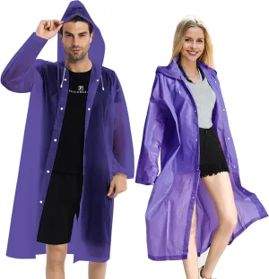 Rain Coats (2 Pack) - Reusable EVA Rain Ponchos for Adults Rain Jackets Raincoats for Men Women