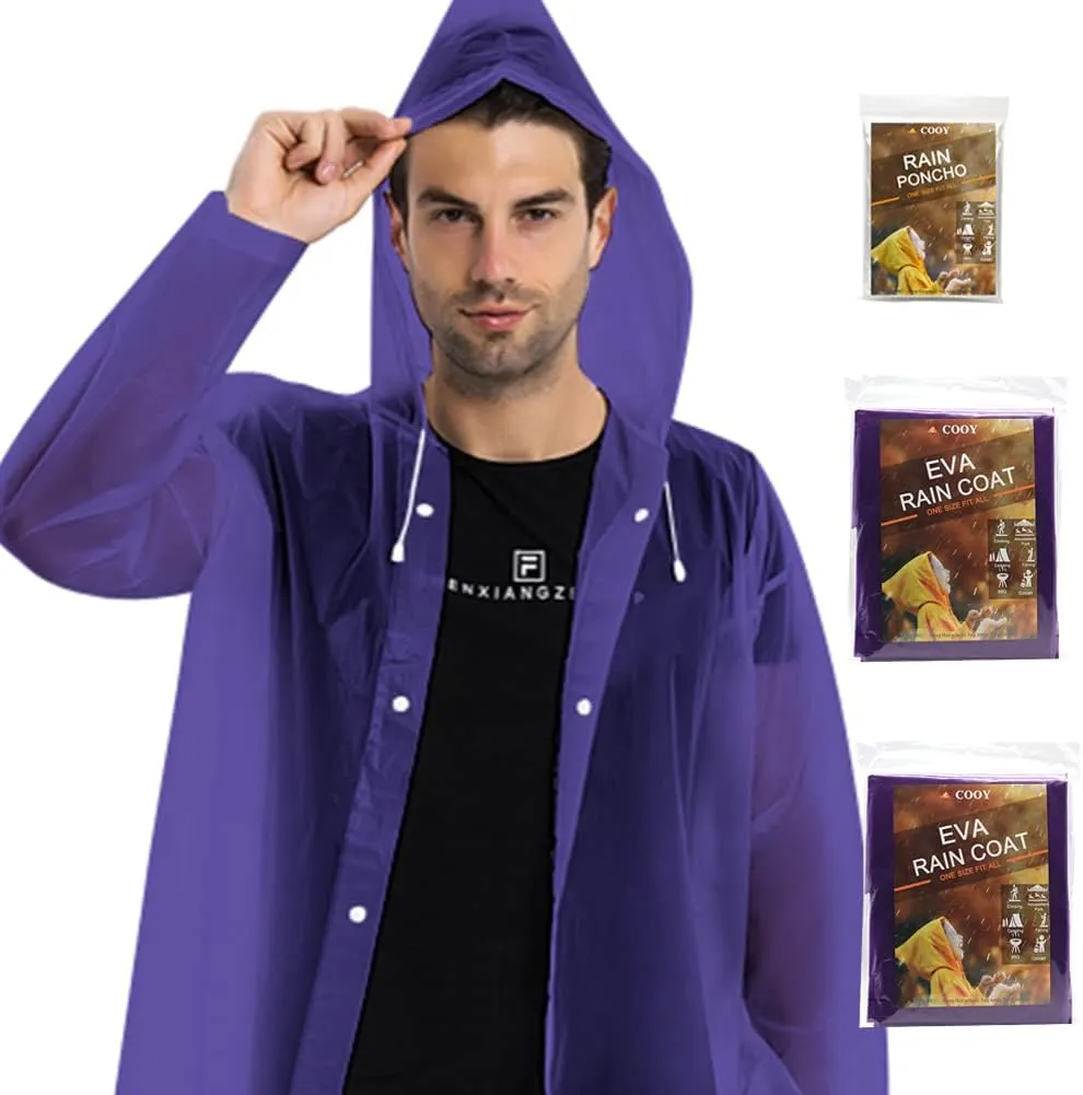 Rain Coats (2 Pack) - Reusable EVA Rain Ponchos for Adults Rain Jackets Raincoats for Men Women