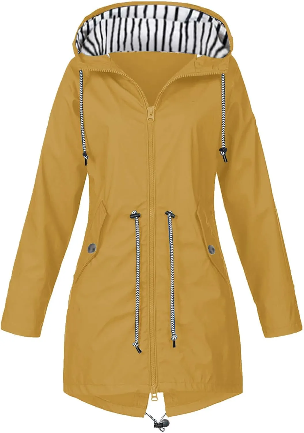 Rain Jacket For Women 2025 Spring Lightweight Waterproof Raincoat Windbreaker Outdoor Hooded Trench Coat