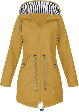 Rain Jacket For Women 2025 Spring Lightweight Waterproof Raincoat Windbreaker Outdoor Hooded Trench Coat