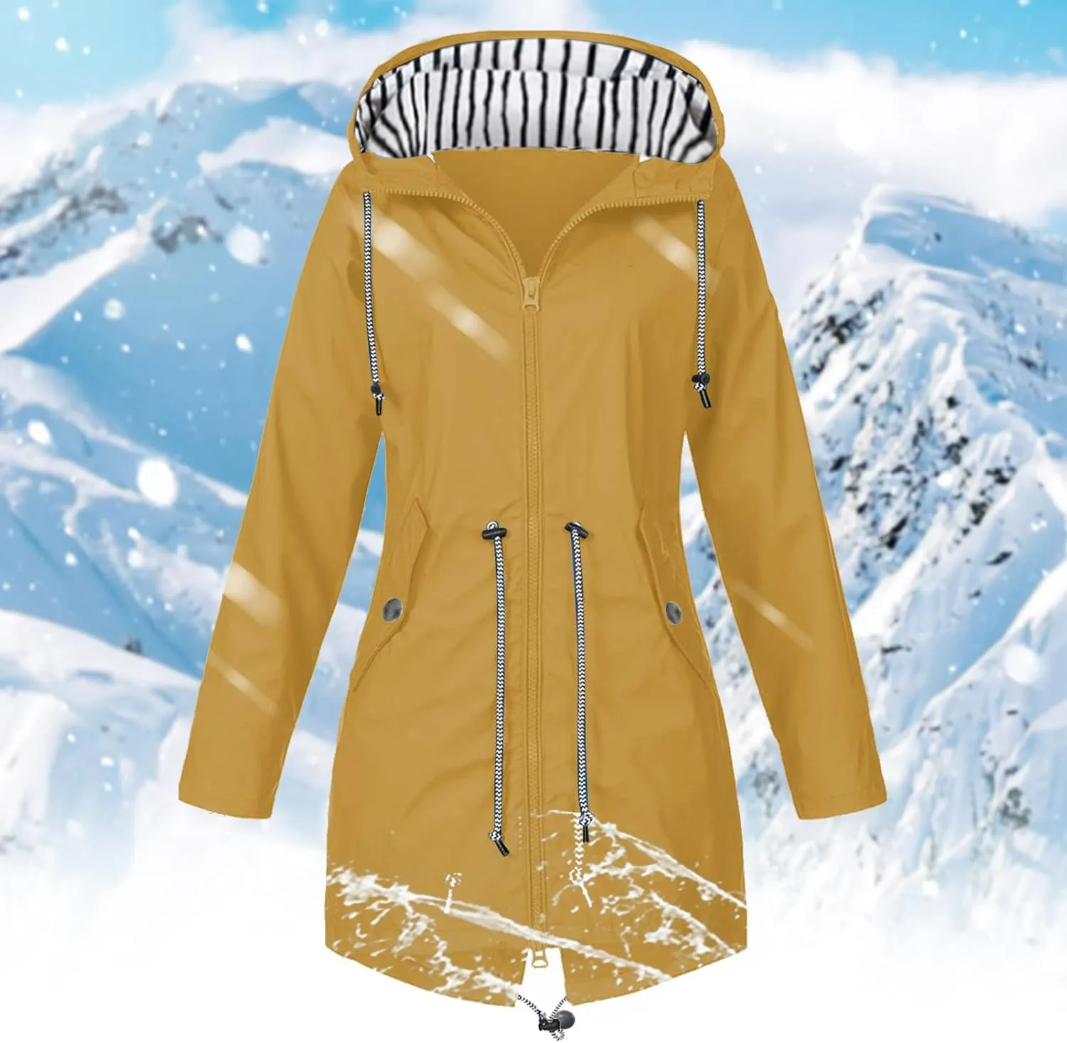 Rain Jacket For Women 2025 Spring Lightweight Waterproof Raincoat Windbreaker Outdoor Hooded Trench Coat