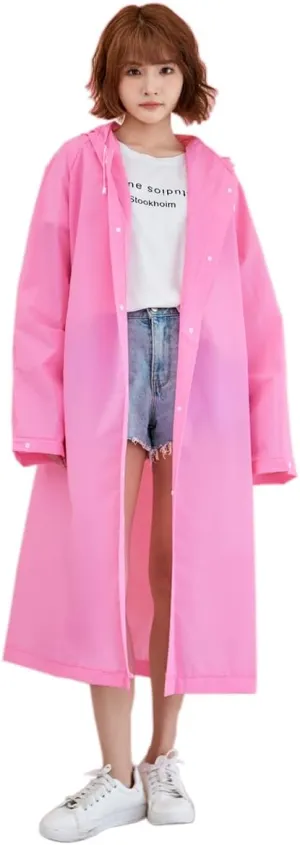 Rain Ponchos for Adults, Reusable Raincoat Rain Jacket with Adjustable Sleeves and Wide Brimmed Hood