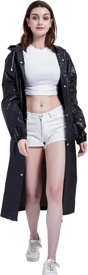 Rain Ponchos for Adults, Reusable Raincoats for Women and Men - Packable Rain Jackets with Drawstring Hood