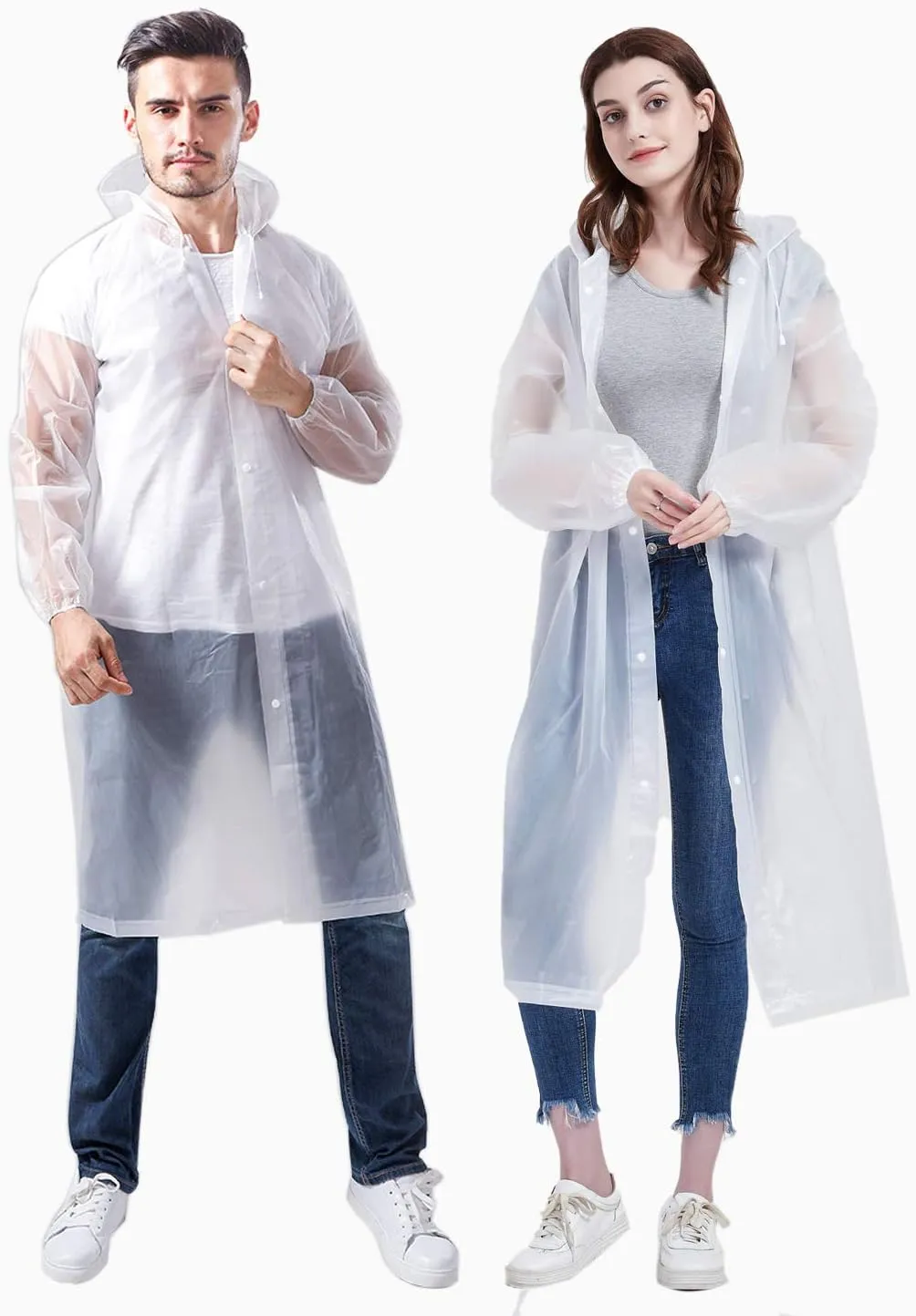 Rain Ponchos for Adults, Reusable Raincoats for Women and Men - Packable Rain Jackets with Drawstring Hood