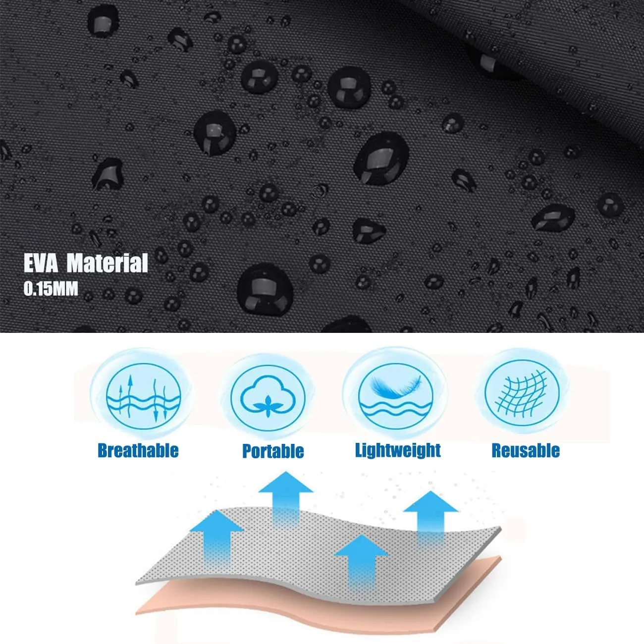 Rain Ponchos for Adults, Reusable Raincoats for Women and Men - Packable Rain Jackets with Drawstring Hood