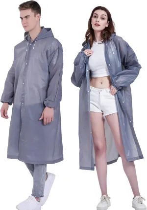Rain Ponchos for Adults, Reusable Raincoats for Women and Men - Packable Rain Jackets with Drawstring Hood