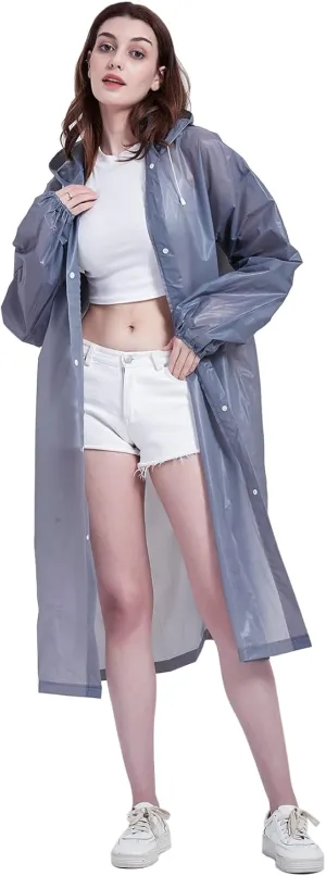 Rain Ponchos for Adults, Reusable Raincoats for Women and Men - Packable Rain Jackets with Drawstring Hood