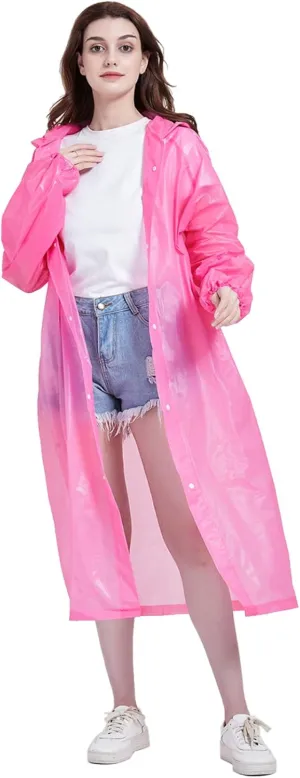 Rain Ponchos for Adults, Reusable Raincoats for Women and Men - Packable Rain Jackets with Drawstring Hood