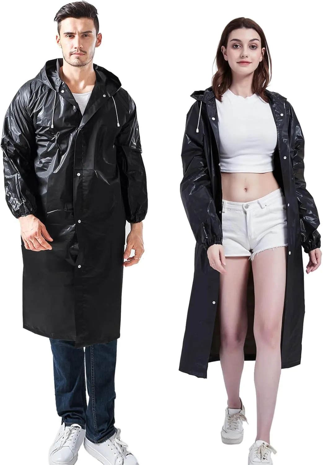 Rain Ponchos for Adults, Reusable Raincoats for Women and Men - Packable Rain Jackets with Drawstring Hood