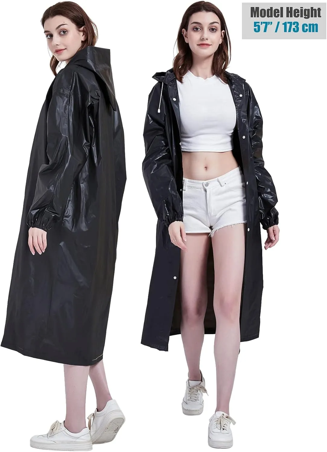 Rain Ponchos for Adults, Reusable Raincoats for Women and Men - Packable Rain Jackets with Drawstring Hood