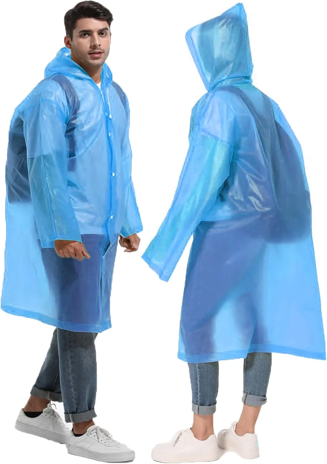 Rain Ponchos for Adults Reusable Raincoats Survival Heavy Duty Military Impermeable 2 Packs Rain Coat