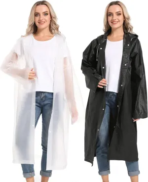 Rain Ponchos for Adults Reusable Raincoats Survival Heavy Duty Military Impermeable 2 Packs Rain Coat