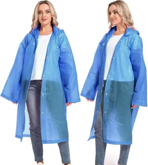 Rain Ponchos for Adults Reusable Raincoats Survival Heavy Duty Military Impermeable 2 Packs Rain Coat