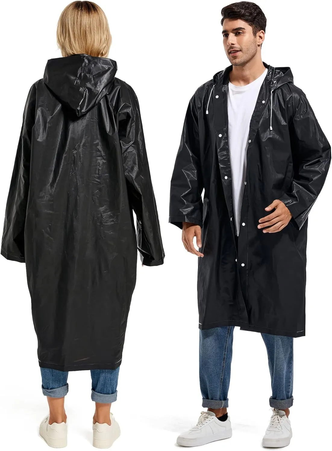 Rain Ponchos for Adults Reusable Raincoats Survival Heavy Duty Military Impermeable 2 Packs Rain Coat