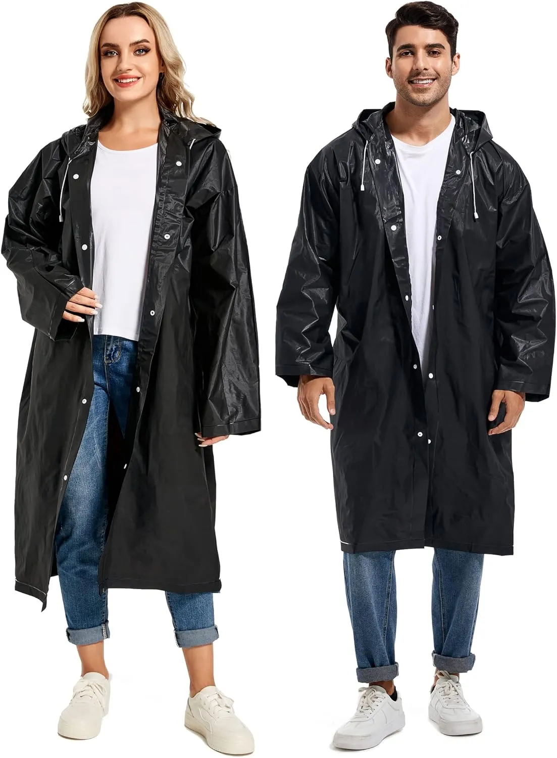 Rain Ponchos for Adults Reusable Raincoats Survival Heavy Duty Military Impermeable 2 Packs Rain Coat