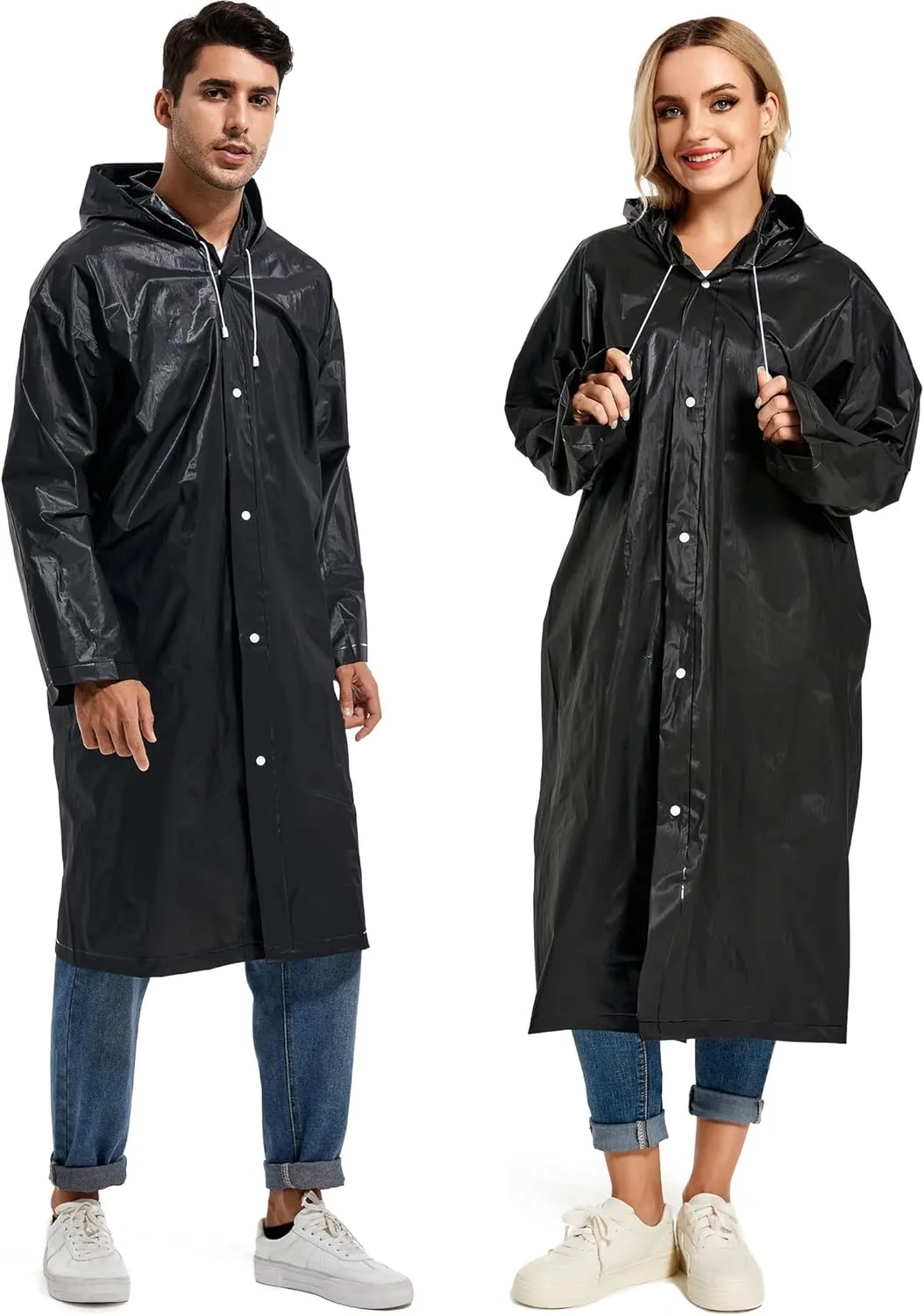 Rain Ponchos for Adults Reusable Raincoats Survival Heavy Duty Military Impermeable 2 Packs Rain Coat