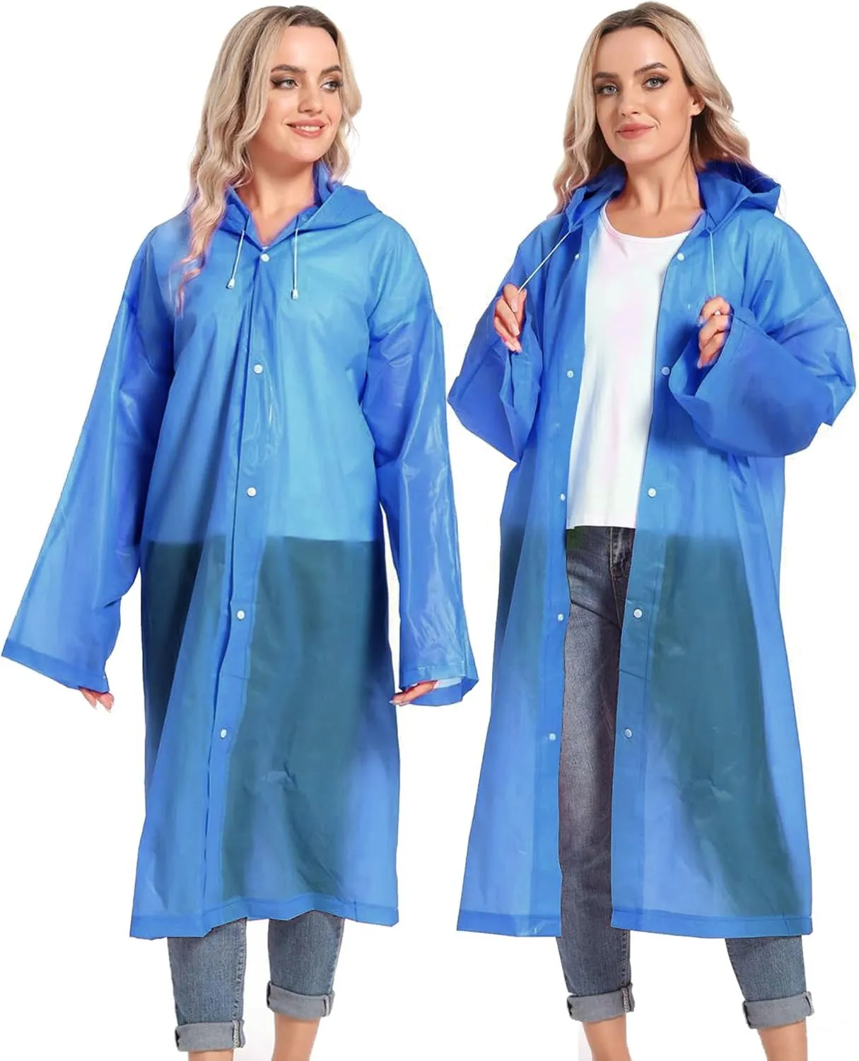 Rain Ponchos for Adults Reusable Raincoats Survival Heavy Duty Military Impermeable 2 Packs Rain Coat