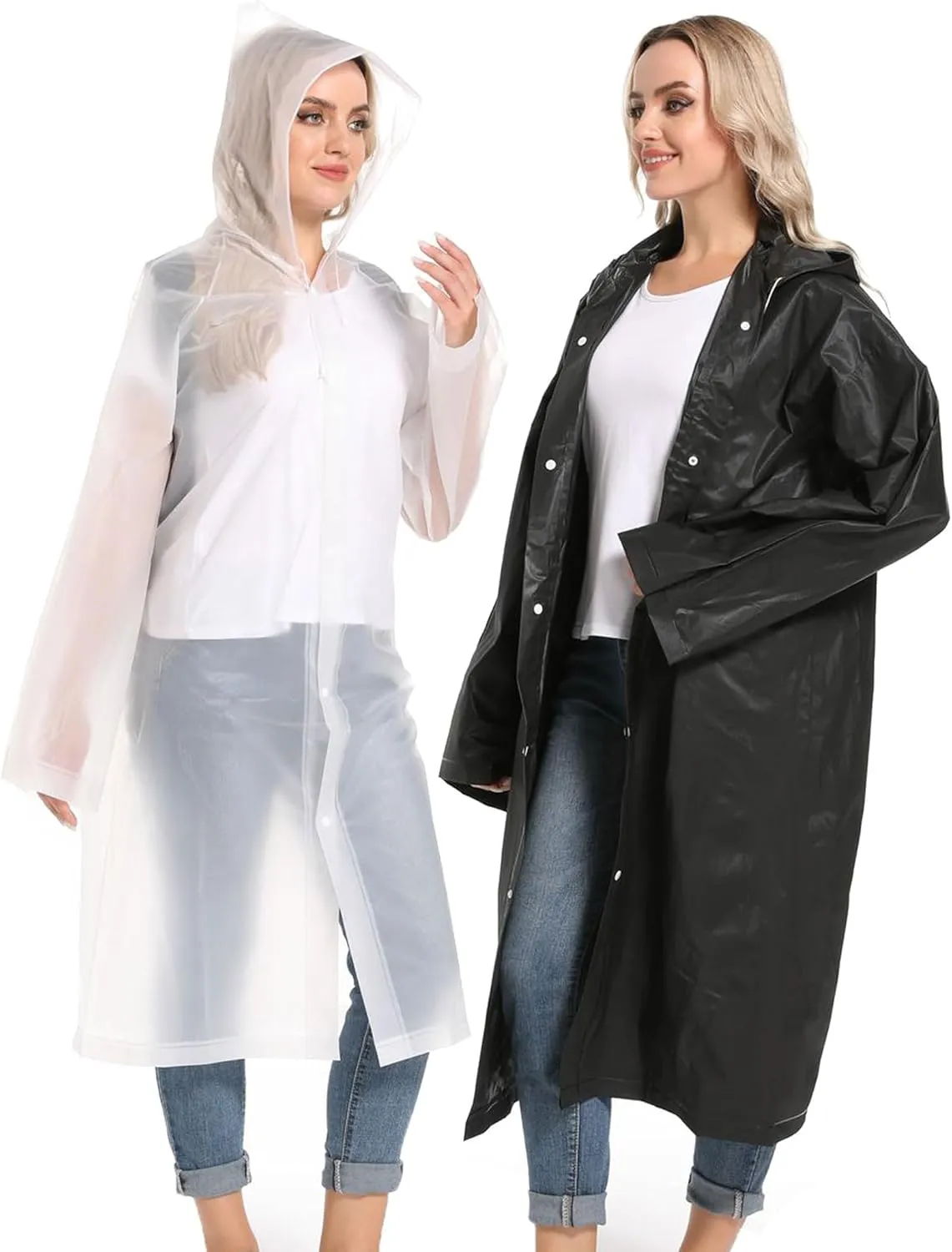 Rain Ponchos for Adults Reusable Raincoats Survival Heavy Duty Military Impermeable 2 Packs Rain Coat
