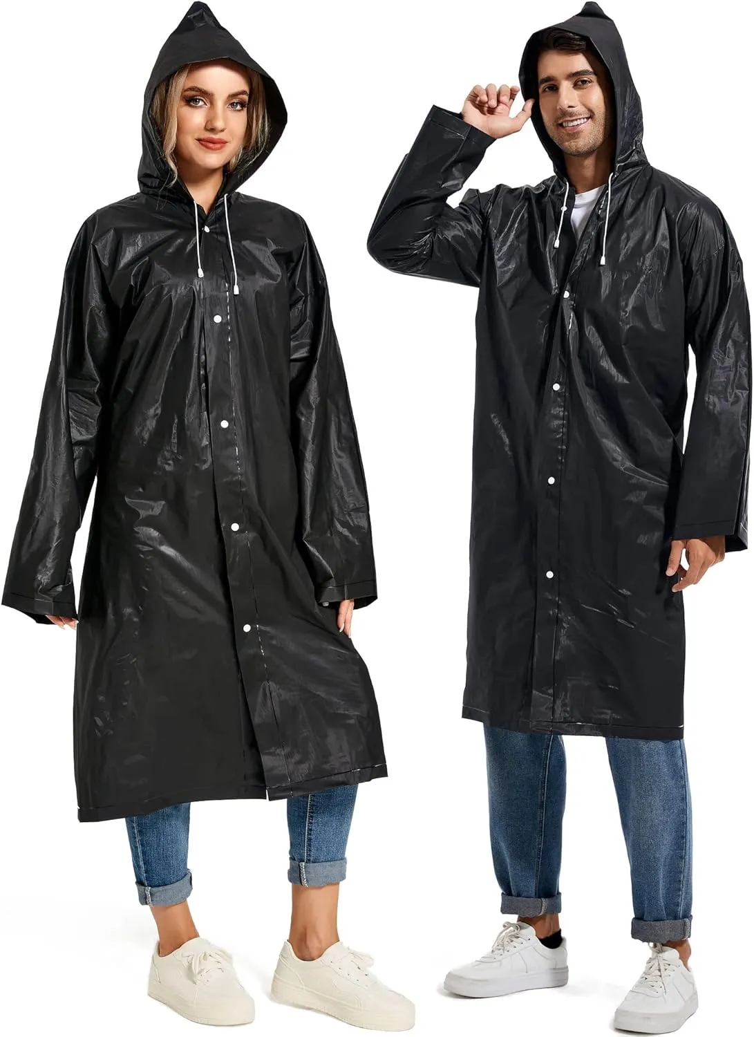 Rain Ponchos for Adults Reusable Raincoats Survival Heavy Duty Military Impermeable 2 Packs Rain Coat