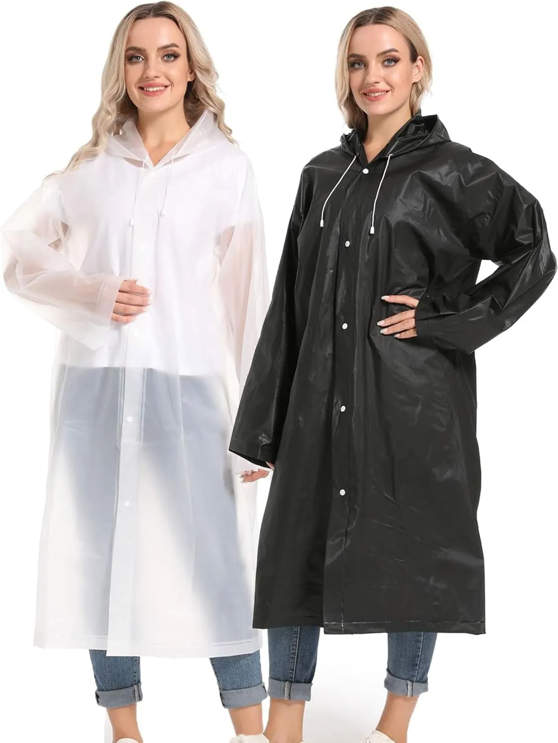 Rain Ponchos for Adults Reusable Raincoats Survival Heavy Duty Military Impermeable 2 Packs Rain Coat