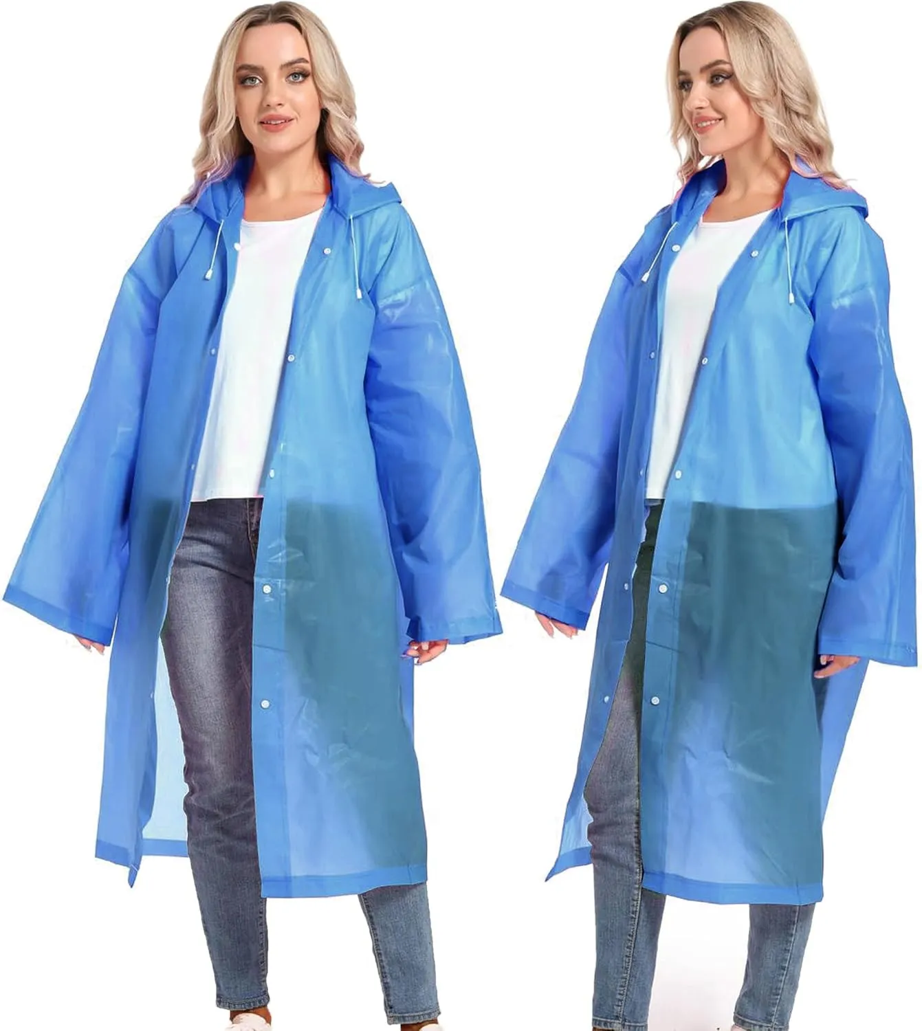 Rain Ponchos for Adults Reusable Raincoats Survival Heavy Duty Military Impermeable 2 Packs Rain Coat