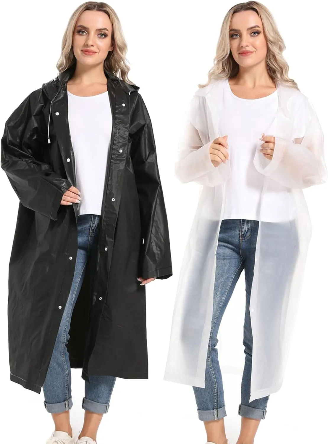 Rain Ponchos for Adults Reusable Raincoats Survival Heavy Duty Military Impermeable 2 Packs Rain Coat