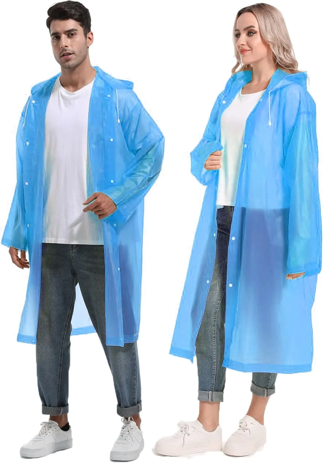 Rain Ponchos for Adults Reusable Raincoats Survival Heavy Duty Military Impermeable 2 Packs Rain Coat