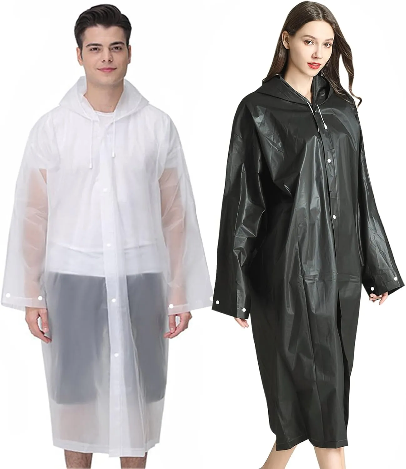 Rain Ponchos Raincoats for Adults Women Men, Reusable 2 Pack Rain Jacket Coats with Hood for Family Disney Camping Hiking
