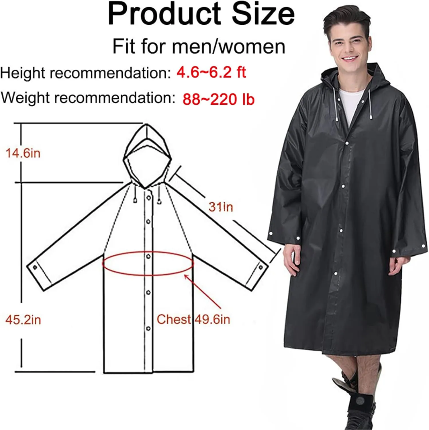 Rain Ponchos Raincoats for Adults Women Men, Reusable 2 Pack Rain Jacket Coats with Hood for Family Disney Camping Hiking