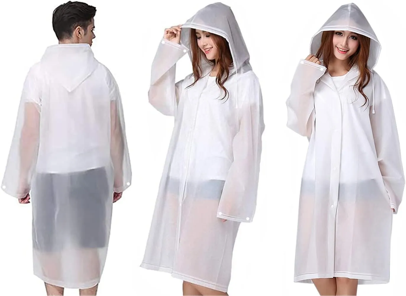 Rain Ponchos Raincoats for Adults Women Men, Reusable 2 Pack Rain Jacket Coats with Hood for Family Disney Camping Hiking
