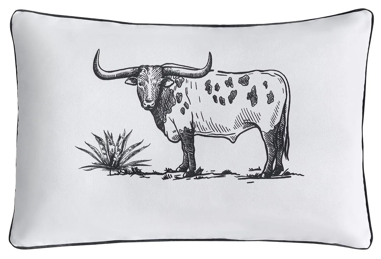 Ranch Life Indoor/Outdoor Pillow, Steer