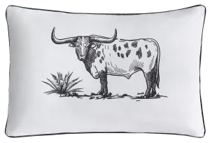 Ranch Life Indoor/Outdoor Pillow, Steer