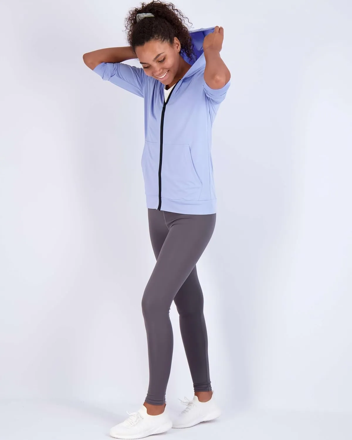 Real Essentials 3 Pack: Womens Dry-Fit Long Sleeve Quarter Zip & Full Zip Up Hoodie Workout Jacket (Available in Plus)