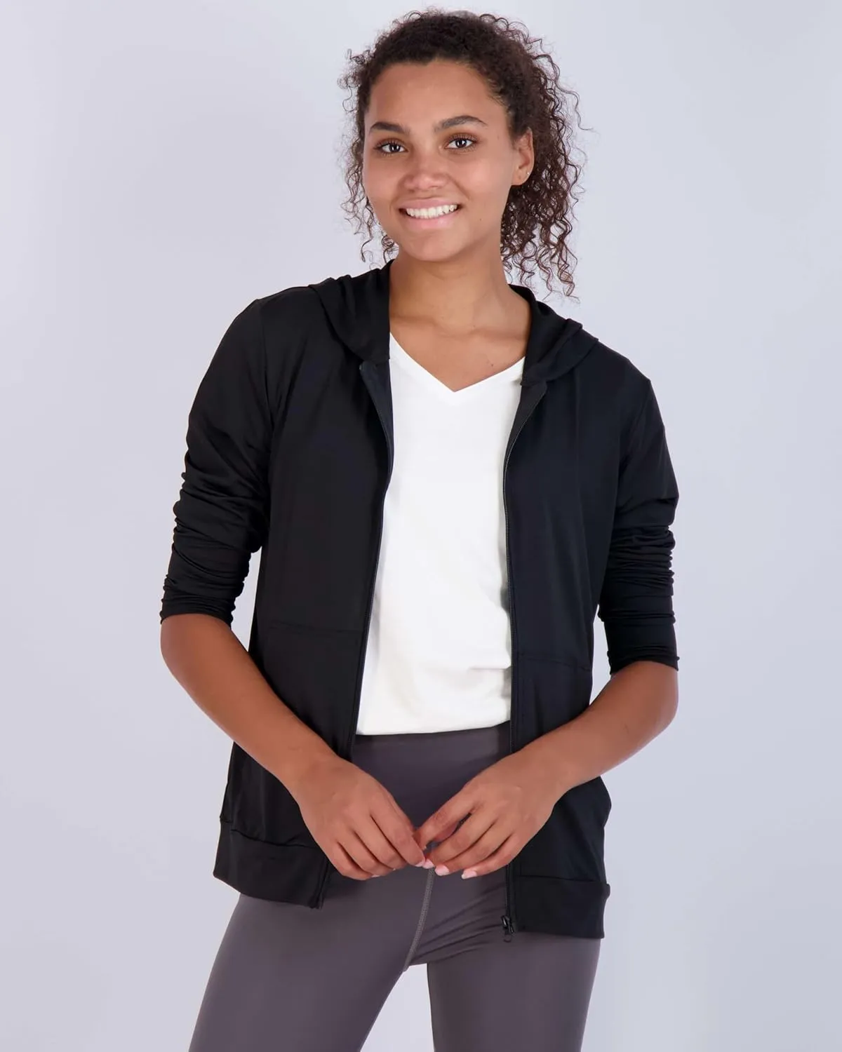 Real Essentials 3 Pack: Womens Dry-Fit Long Sleeve Quarter Zip & Full Zip Up Hoodie Workout Jacket (Available in Plus)