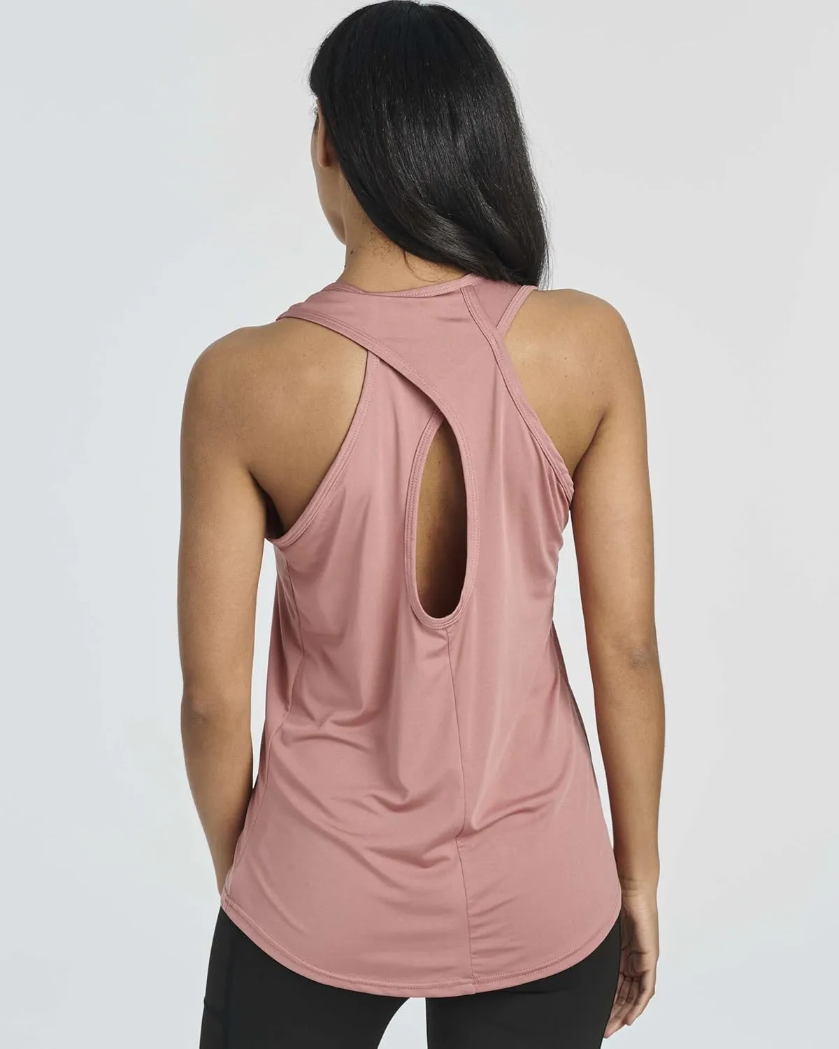Real Essentials 5 Pack: Women's Crossback Keyhole Open Back Workout Tank Top Dry-Fit Sleeveless Yoga Gym (Available in Plus)